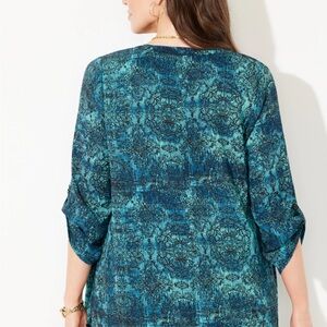 FADED GLORY. Elegant Teal Paisley Women's Top. Size XL